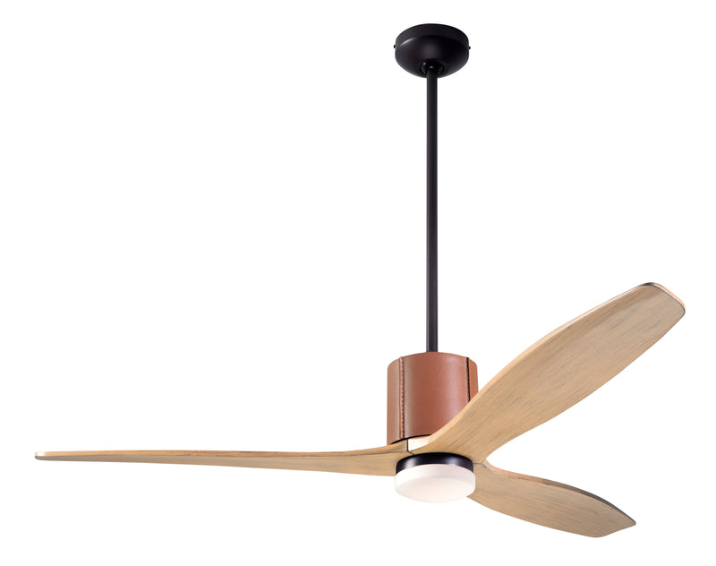 LeatherLuxe DC 54 in. LED Dark Bronze/Tan Ceiling Fan with Maple Blades & Remote
