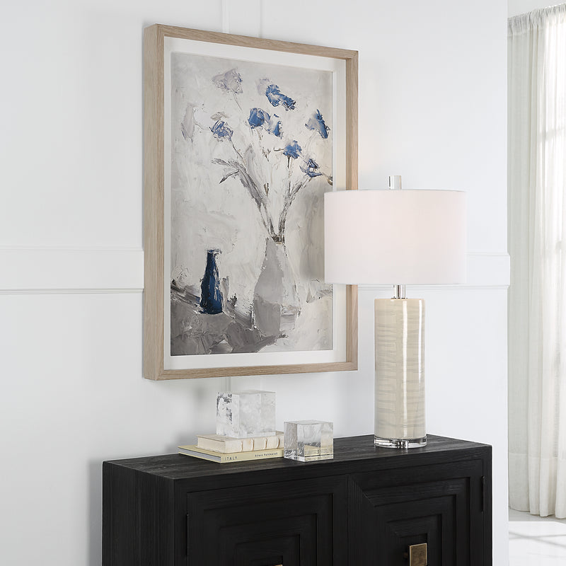 Uttermost Blue Flowers In Vase Framed Print - ALCOVE LIGHTING