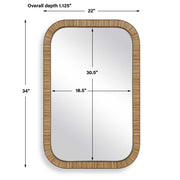 Twila Mirror | Modern Rectangle Engineered Rattan Polymer Frame Bathroom Vanity Mirror Mounted Vertical or Horizontal (22 in. W x 34 in. H x 1 in. D)