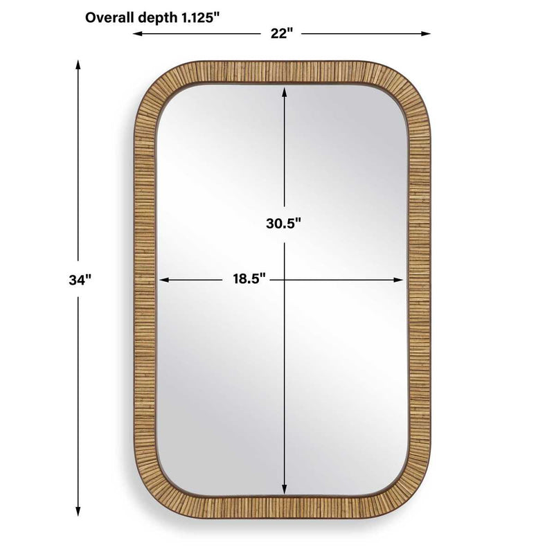Twila Mirror | Modern Rectangle Engineered Rattan Polymer Frame Bathroom Vanity Mirror Mounted Vertical or Horizontal (22 in. W x 34 in. H x 1 in. D)