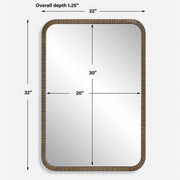 Branik Antique Gold Mirror | Modern Rectangle Frame Bathroom Vanity Mirror with Rounded Corners Mounted Vertical or Horizontal (22 in. W x 32 in. H x 1 in. D)