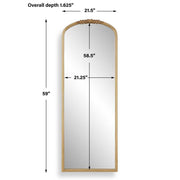 Orlina Antique Gold Mirror | Classic Arch Iron Frame Mirror (22 in. W x 59 in. H x 2 in. D)