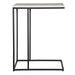 Morlan Accent Table | Black Metal Frame and White Marble Top (18 in. W x 23 in. H x 12 in. D)