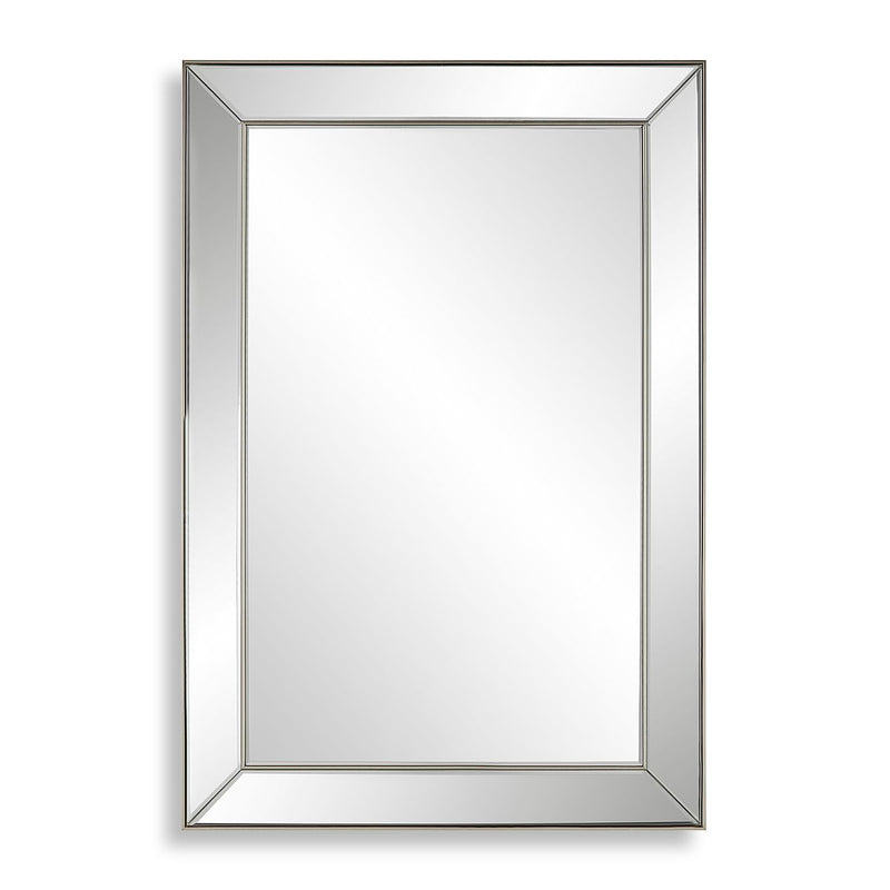Norwin Nickel Mirror | Modern Rectangle Frame Bathroom Vanity Mirror Mounted Vertical or Horizontal (23 in. W x 34 in. H x 1 in. D)