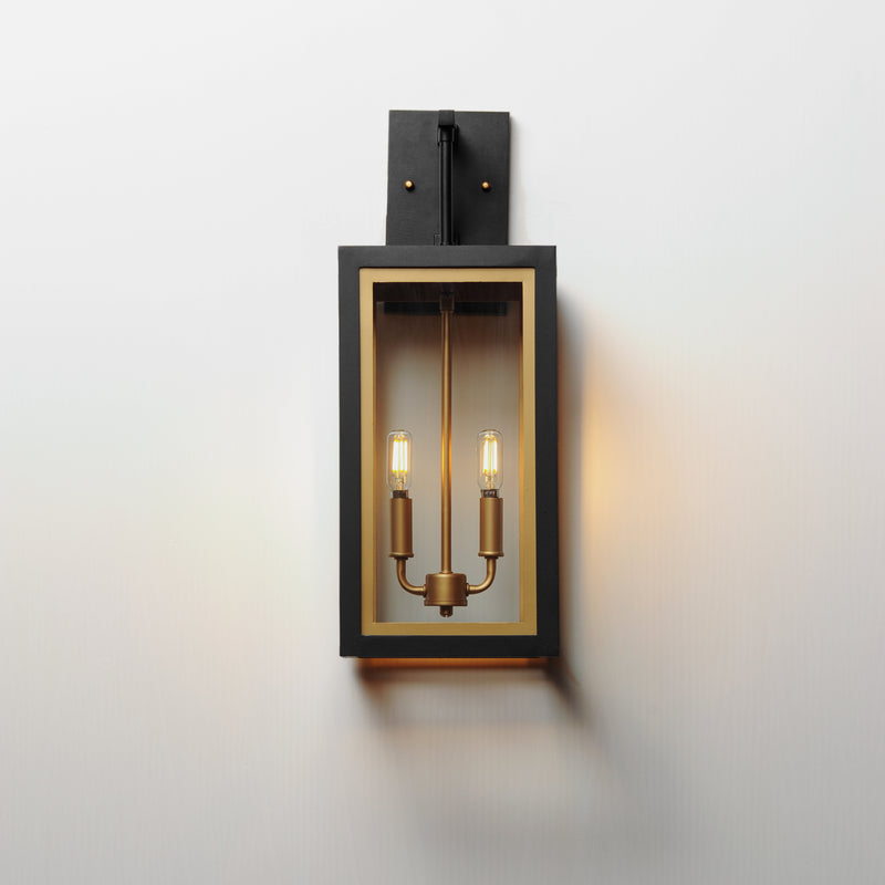 Maxim 30055CLBKGLD Neoclass 2 Light Outdoor Sconce | Black / Gold