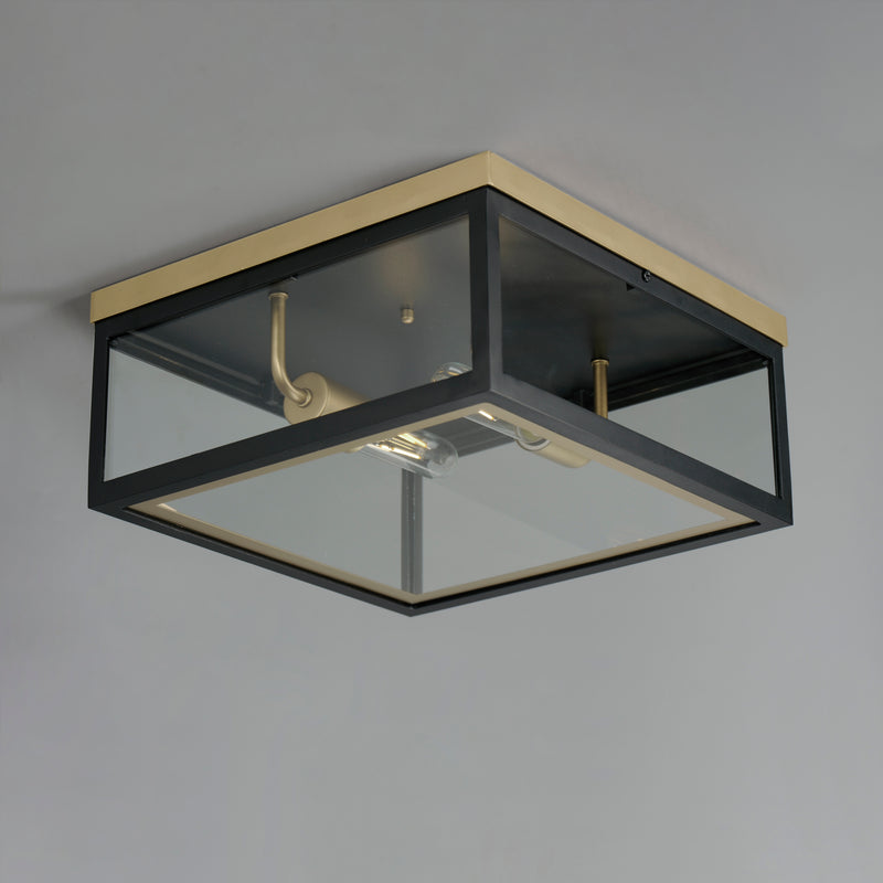 Maxim 30059CLBKGLD Neoclass 2 Light Outdoor Flush Mount | Black / Gold