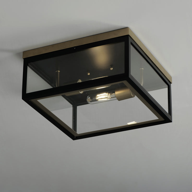 Maxim 30059CLBKGLD Neoclass 2 Light Outdoor Flush Mount | Black / Gold