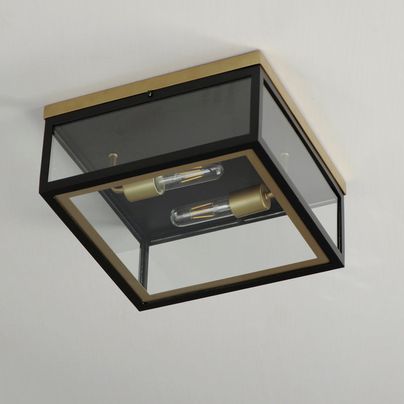 Maxim 30059CLBKGLD Neoclass 2 Light Outdoor Flush Mount | Black / Gold