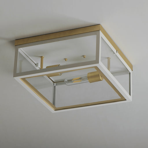 Maxim 30059CLWTGLD Neoclass 2 Light Outdoor Flush Mount | White/Gold