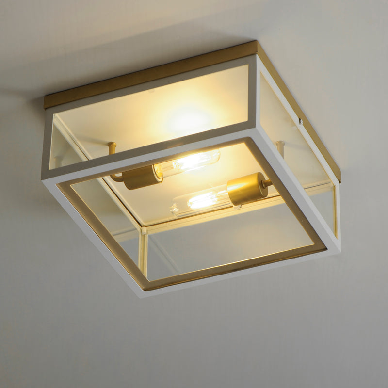 Maxim 30059CLWTGLD Neoclass 2 Light Outdoor Flush Mount | White/Gold