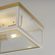 Maxim 30059CLWTGLD Neoclass 2 Light Outdoor Flush Mount | White/Gold