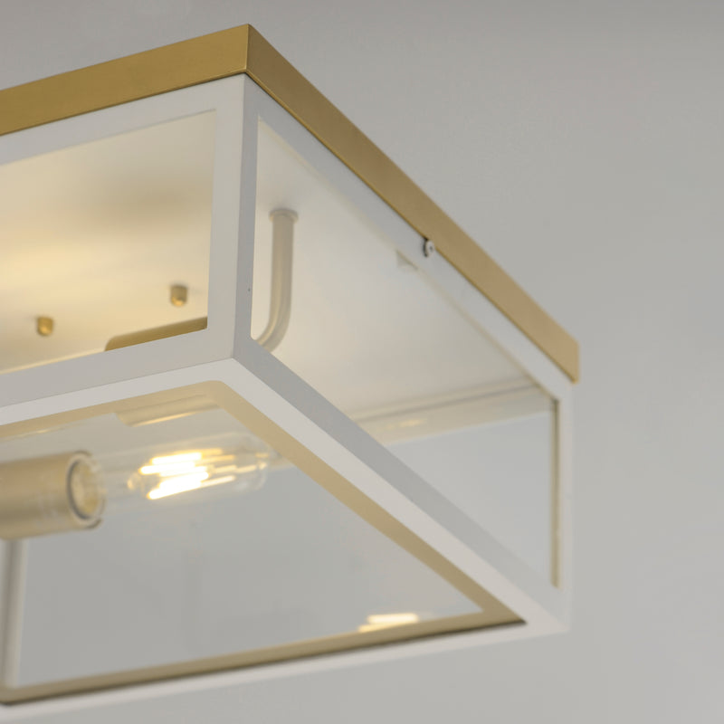 Maxim 30059CLWTGLD Neoclass 2 Light Outdoor Flush Mount | White/Gold