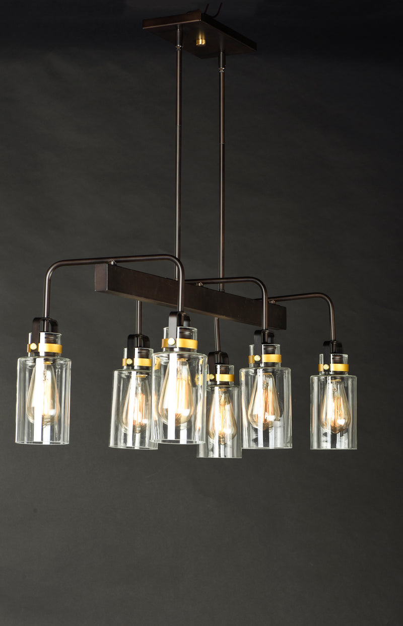 Maxim 30177CLBZGLD Magnolia 6 Light Linear Pendant | Bronze / Gold