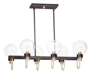 Maxim 30519CLBZSBR Bauhaus 6 Light Linear Chandelier | Bronze / Satin Brass