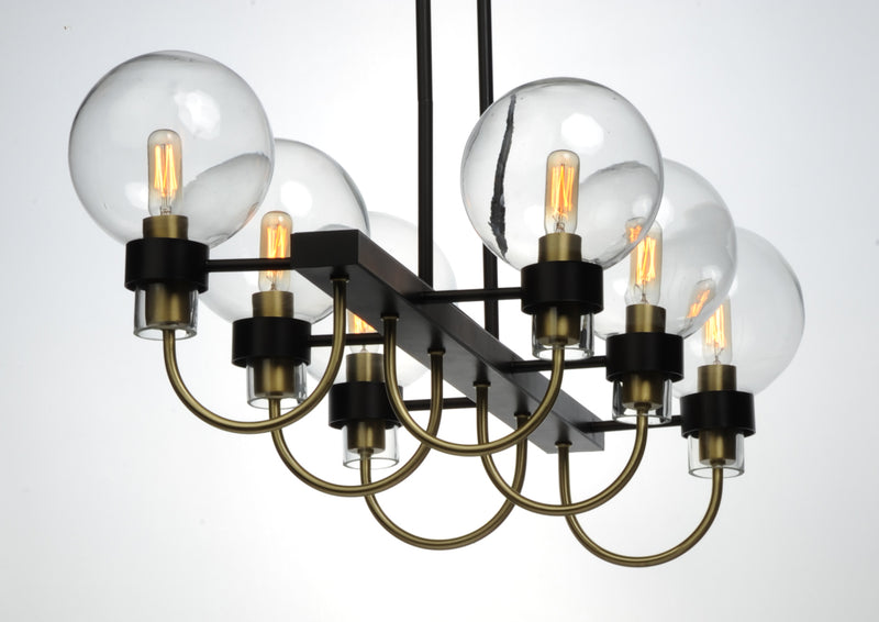 Maxim 30519CLBZSBR Bauhaus 6 Light Linear Chandelier | Bronze / Satin Brass