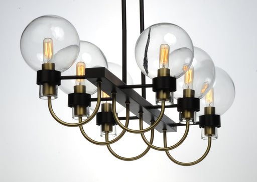 Maxim 30519CLBZSBR Bauhaus 6 Light Linear Chandelier | Bronze / Satin Brass