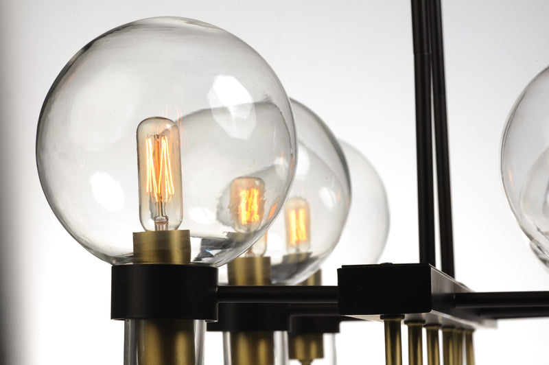 Maxim 30519CLBZSBR Bauhaus 6 Light Linear Chandelier | Bronze / Satin Brass