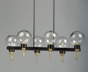 Maxim 30519CLBZSBR Bauhaus 6 Light Linear Chandelier | Bronze / Satin Brass