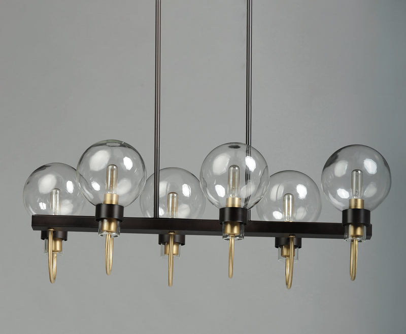 Maxim 30519CLBZSBR Bauhaus 6 Light Linear Chandelier | Bronze / Satin Brass