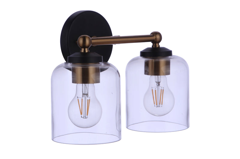 Craftmade 18712FBSB2 Coppa 2 Light Bathroom Vanity Light -Flat Black/Satin Brass