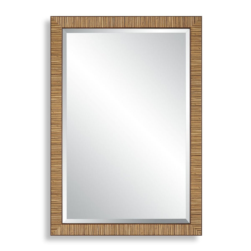 Shorlin Coastal Mirror | Modern Rectangle Rattan Polymer Frame Bathroom Vanity Mirror Mounted Vertical or Horizontal (22 in. W x 32 in. H x 1 in. D)