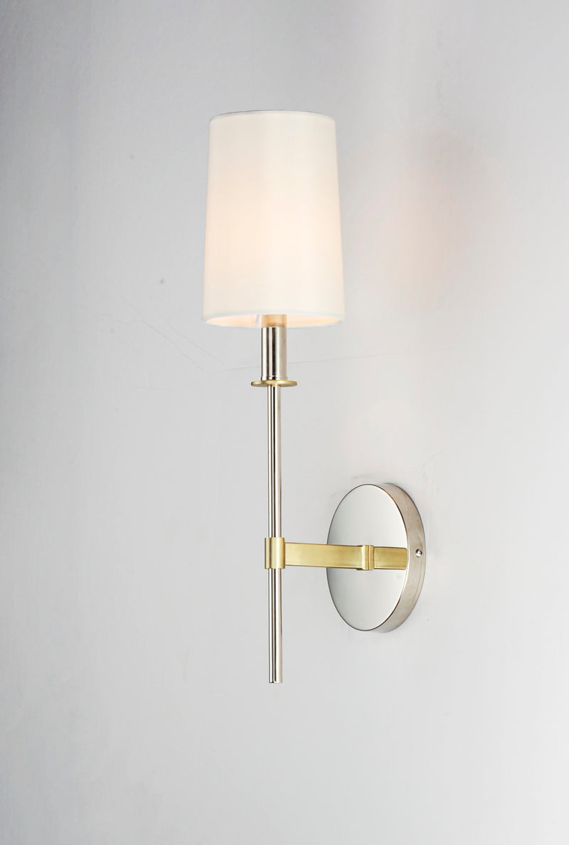 Maxim 32391OFSBRPN Uptown 1 Light Wall Sconce | Satin Brass / Polished Nickel