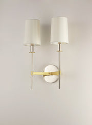 Maxim 32392OFSBRPN Uptown 2 Light Wall Sconce | Satin Brass / Polished Nickel