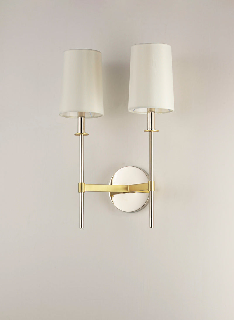 Maxim 32392OFSBRPN Uptown 2 Light Wall Sconce | Satin Brass / Polished Nickel