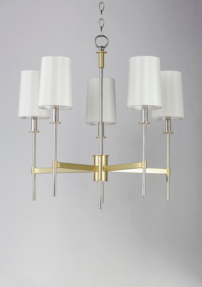 Maxim 32395OFSBRPN Uptown 5 Light Chandelier | Satin Brass / Polished Nickel