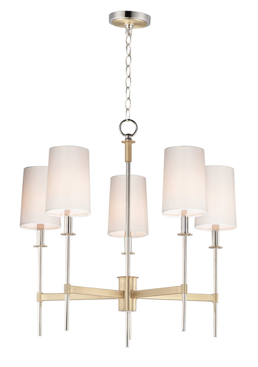Maxim 32395OFSBRPN Uptown 5 Light Chandelier | Satin Brass / Polished Nickel