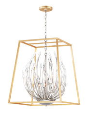 Maxim 32406BCPNGL Bouquet 6 Light Pendant | Polished Nickel / Gold Leaf