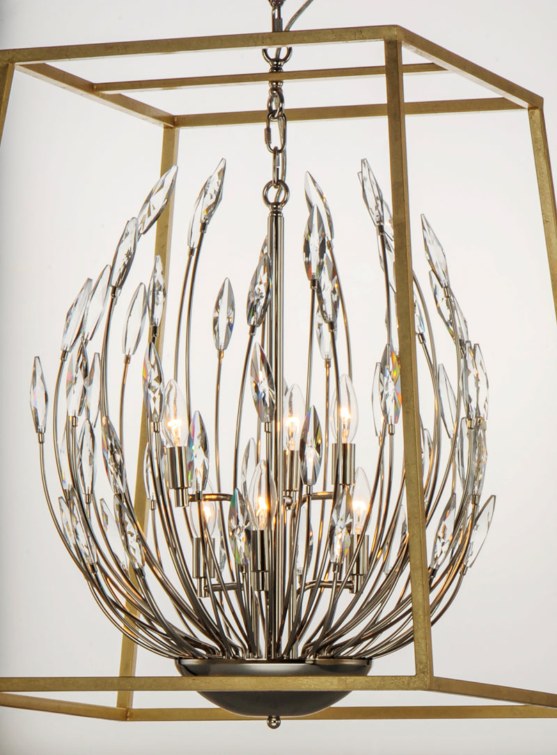 Maxim 32406BCPNGL Bouquet 6 Light Pendant | Polished Nickel / Gold Leaf