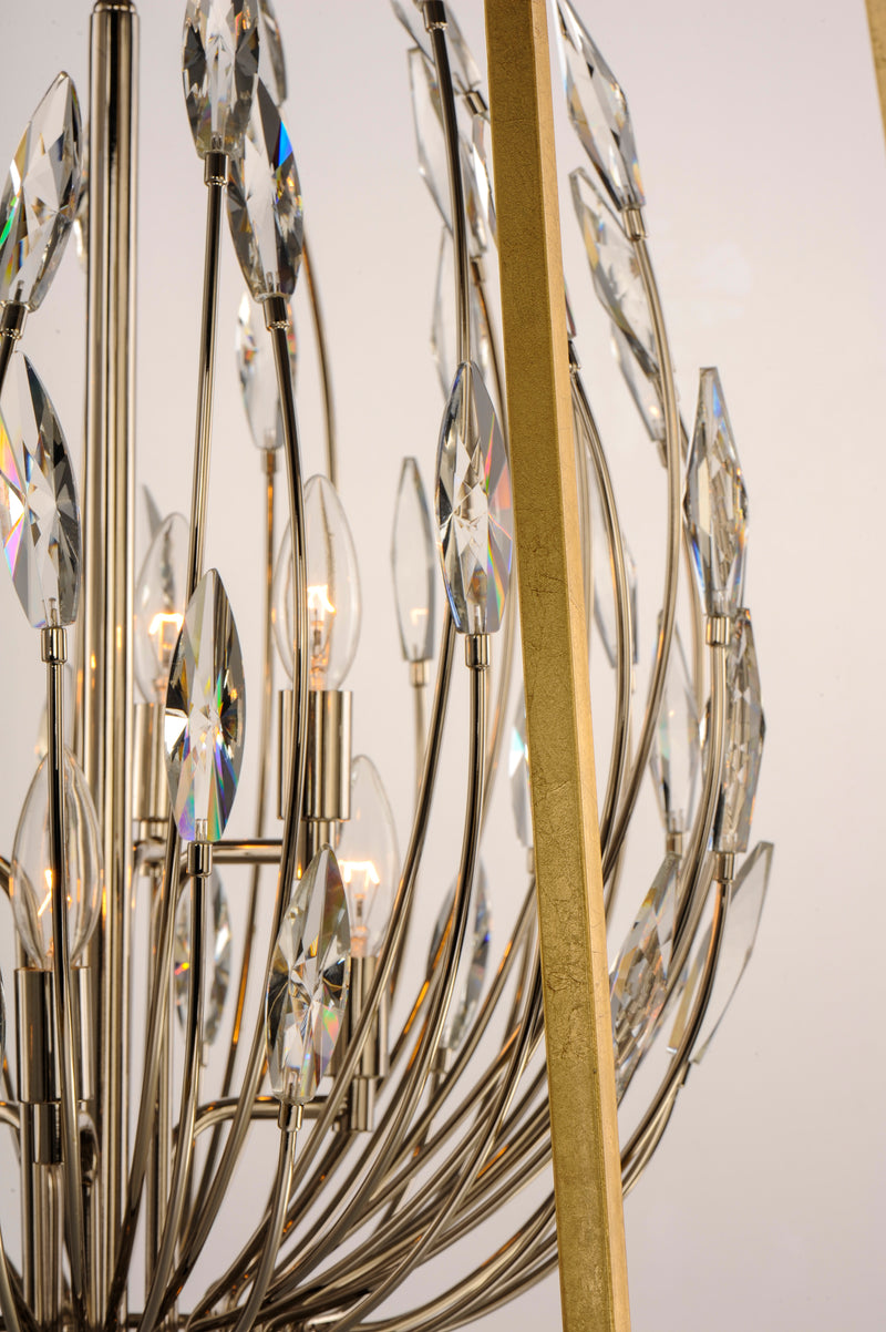 Maxim 32406BCPNGL Bouquet 6 Light Pendant | Polished Nickel / Gold Leaf