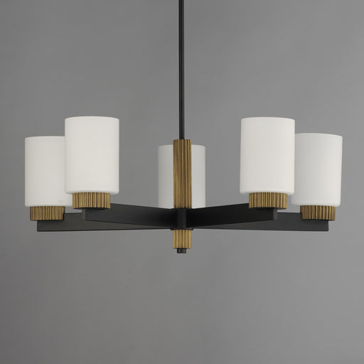 Maxim 32655SWBKAB Ruffles 5 Light Chandelier | Black / Antique Brass