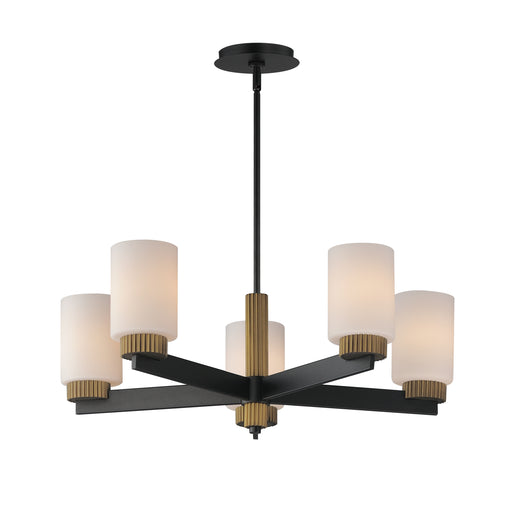 Maxim 32655SWBKAB Ruffles 5 Light Chandelier | Black / Antique Brass