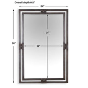 Rovek Distressed Gunmetal Mirror | Modern Rectangle Iron Frame Bathroom Vanity Mirror Mounted Vertical or Horizontal (24 in. W x 36 in. H x 1 in. D)