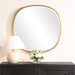 Auriel Gold Leaf Mirror | Modern Round Iron Frame Bathroom Vanity Mirror (30 in. W x 30 in. H x 2 in. D)