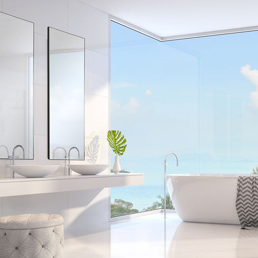 Strathen Black Mirror | Modern Rectangle Frame Bathroom Vanity Mirror Mounted Vertical or Horizontal (20 in. W x 60 in. H x 1 in. D)