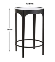 Averon Accent Table | Matte Black and Mirrored Top (16 in. W x 24 in. H)