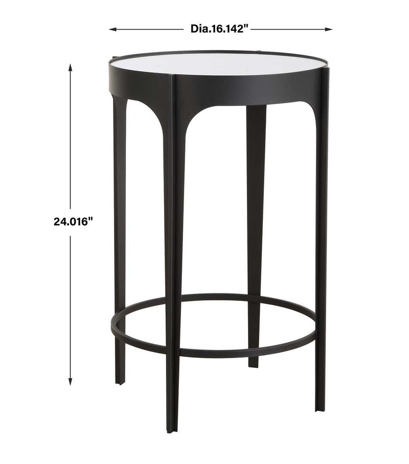 Averon Accent Table | Matte Black and Mirrored Top (16 in. W x 24 in. H)