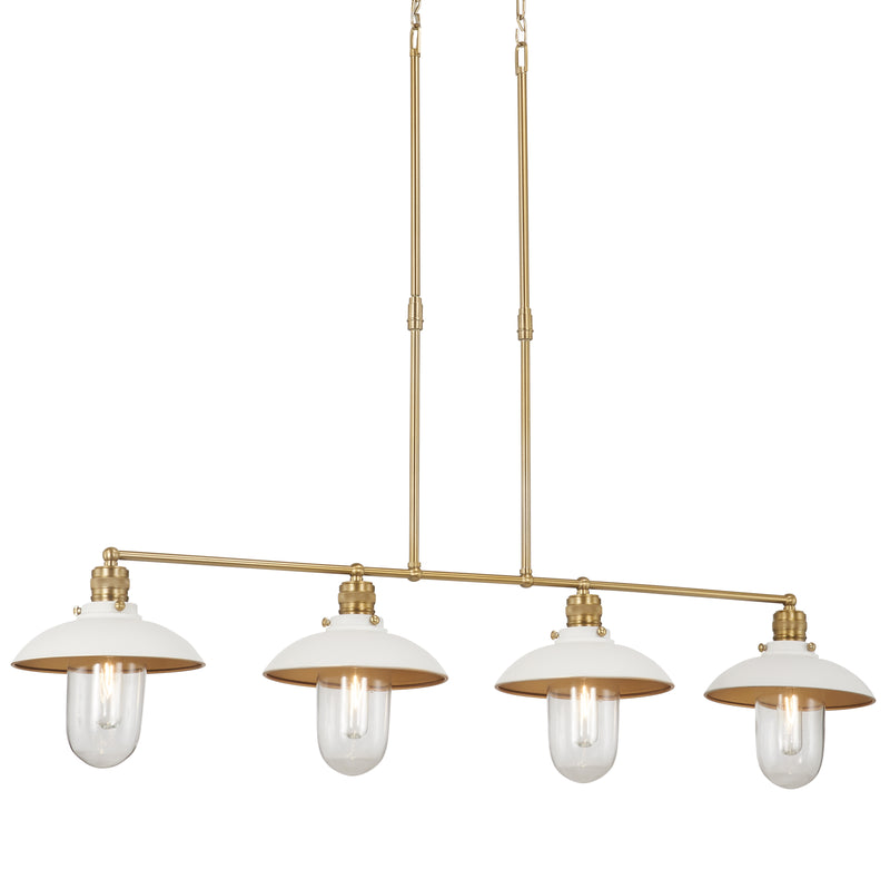 Minka Lavery Downtown Edison 4 Light Chandelier-White And Soft Brass