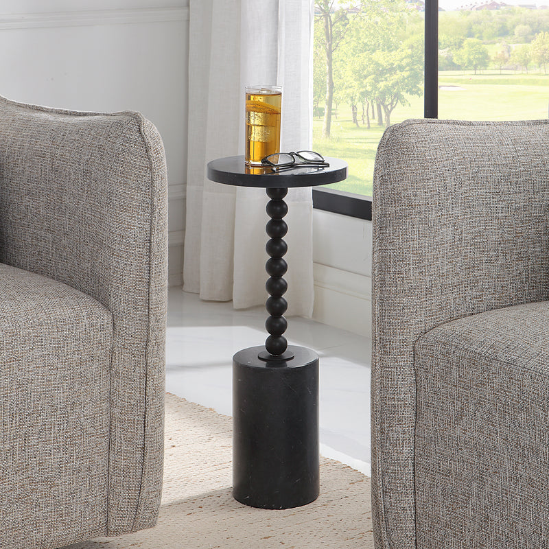 Uttermost Bead Black Marble Drink Table - ALCOVE LIGHTING