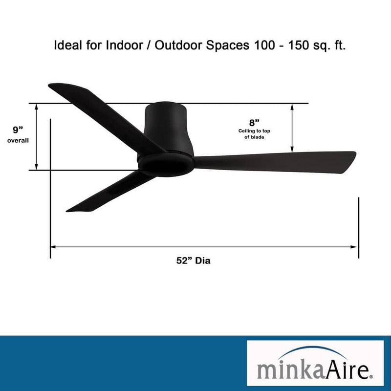 Minka Aire Simple Flush Hugger 52" Coal Black Outdoor Ceiling Fan with Remote