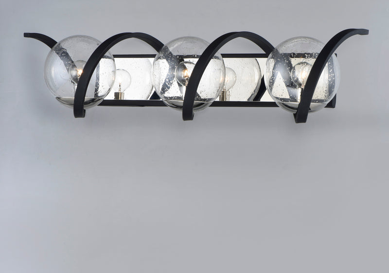 Maxim 35106CDBKPN Curlicue 3 Light Bath Vanity | Black / Polished Nickel