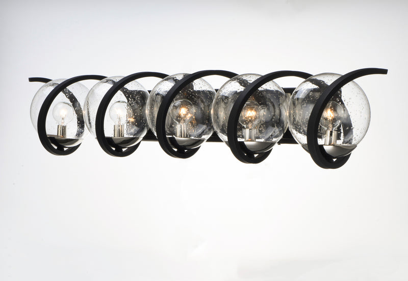 Maxim 35107CDBKPN Curlicue 5 Light Bath Vanity | Black / Polished Nickel