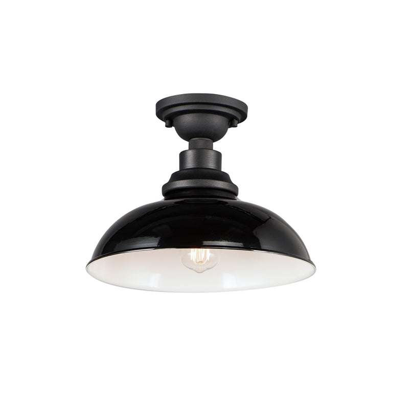 Maxim 35110GBBK Granville 1 Light Flush Mount | Gloss Black / Black