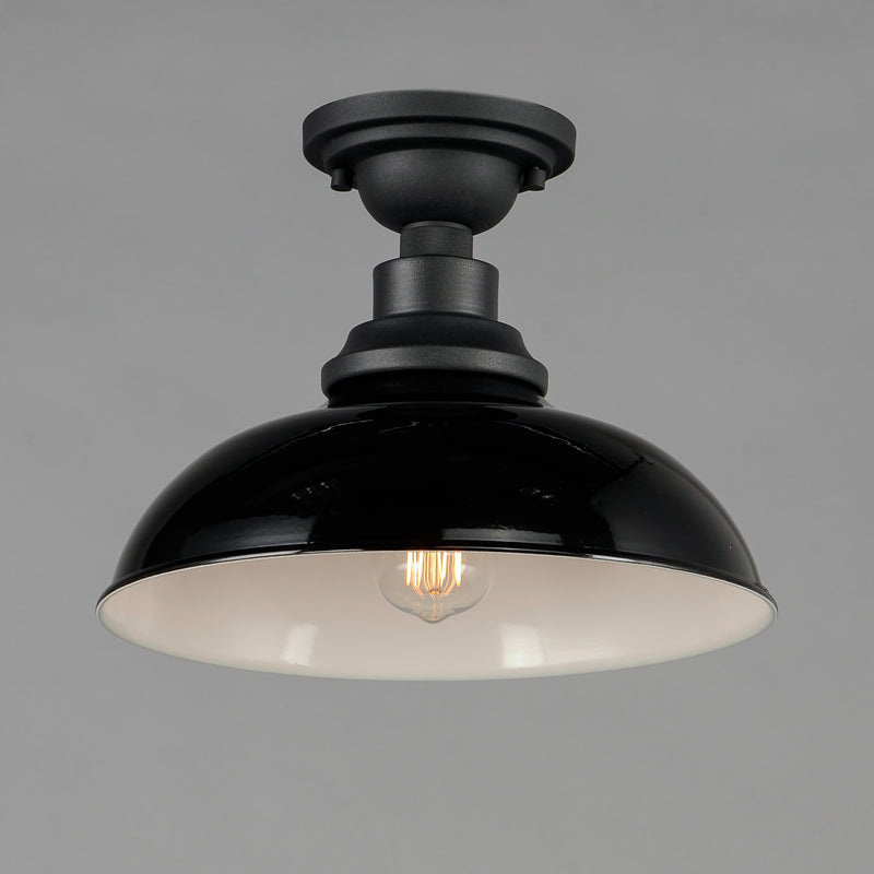 Maxim 35110GBBK Granville 1 Light Flush Mount | Gloss Black / Black
