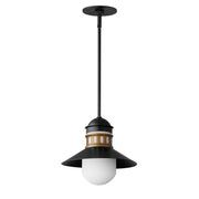 Maxim 35121SWBKAB Admiralty 1 Light Outdoor Pendant | Black / Antique Brass