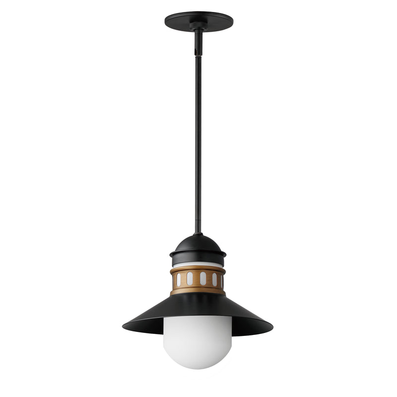 Maxim 35121SWBKAB Admiralty 1 Light Outdoor Pendant | Black / Antique Brass