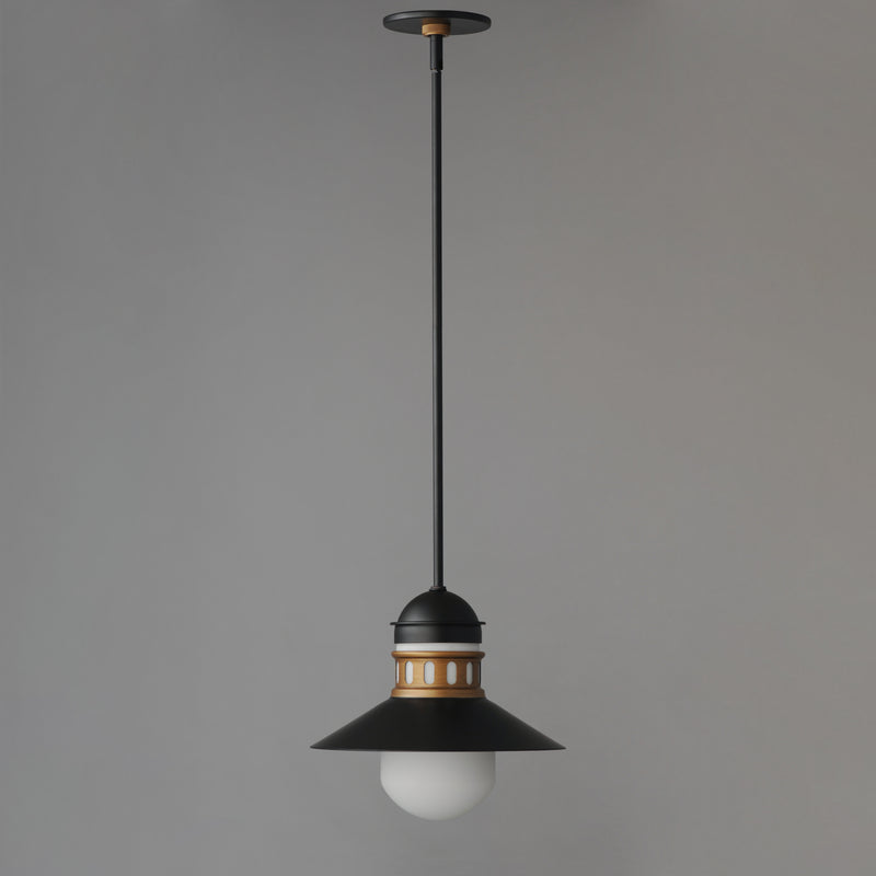 Maxim 35121SWBKAB Admiralty 1 Light Outdoor Pendant | Black / Antique Brass